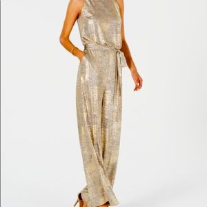 Vince Camaro Size 12 Gold Metallic Jumpsuit. NEW